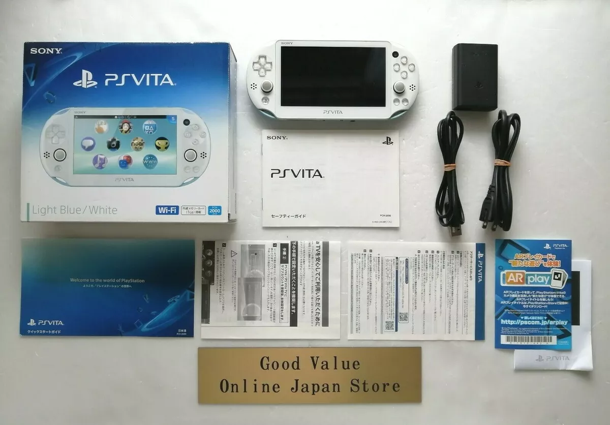 Sony PS Vita PCH-2000 ZA14 Light Blue White Wi-Fi Model Used with Original  Box