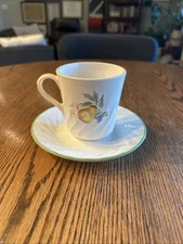 Corning Corelle Chutney Coffee Cup Mug & Saucer Set Swirl Pear Apple Cherry