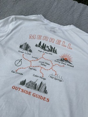 Merrell Men's XL White Graphic Print Short Sleeve Outdoor T-Shirt Cotton