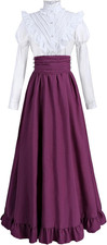 FCCAM Victorian Dress for Women 2-Pieces 1800s Edwardian Dress Ball Gown Renaiss