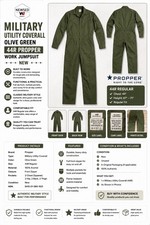 Military Utility Coverall Olive Green 44R Propper Work Jumpsuit NEW