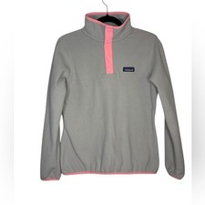 Patagonia Women's Micro D Snap-T Pullover Pink Grey Size Small
