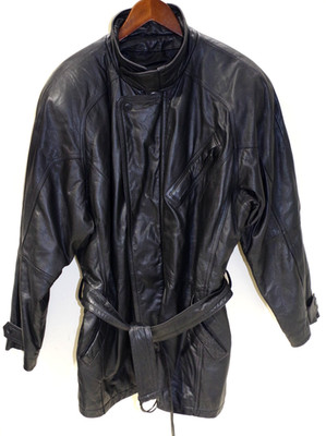 H1 Vintage Pelle Studio Genuine Leather Jacket Coat Mens M Full Zip Korea Belted
