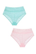 Rhonda Shear Women's 2-pack Stretch Lace Brief Pastel