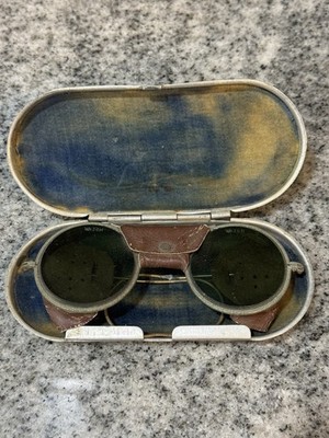 Vintage Safety Goggles Sun Glasses Welding Green Lense Bausch And Lomb Case