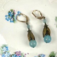 Blue Chalcedony Leverback Dangle/Drop Earring...