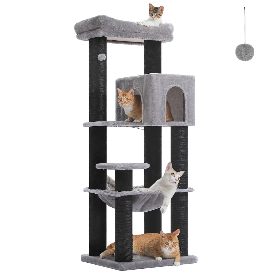 PAWZ Road XL Cat Tree Tower for Large Cats (30lb) with Thick Scratching Post Toy - Image 4 of 4