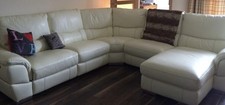 Leather corner sofa and 2-seater sofa with in-built recliners