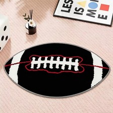 Black Football Rug for Bedroom 32  x20  , Cute Sports Area Rug for Room Decor Soft
