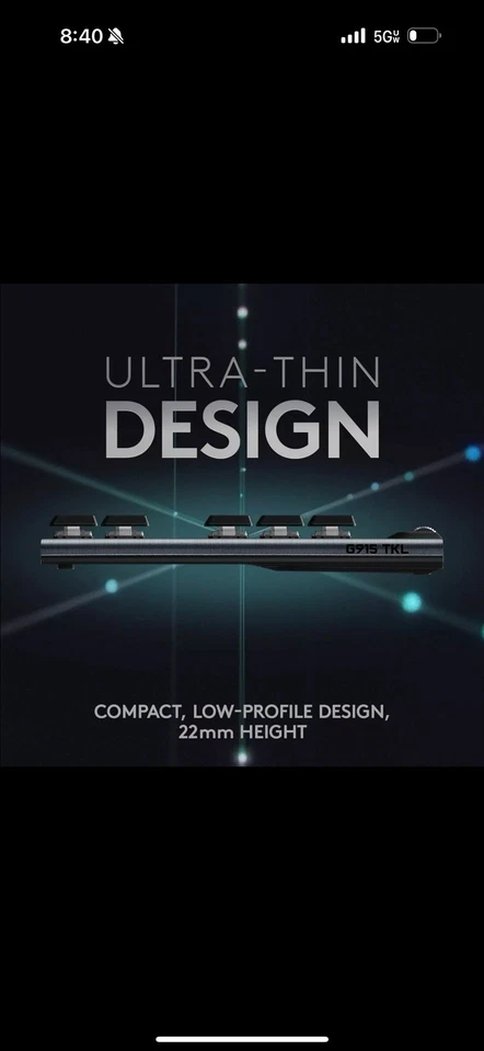 Logitech G915 LIGHTSPEED TKL Wireless Mechanical GL Tactile Gaming Keyboard NEW - Image 4 of 4