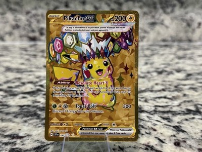 Pokémon TCG SV08 Surging Sparks Pikachu EX Hyper Rare Gold Holo Card 247/191
