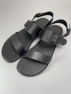 Groundies Men Black Leather Barefoot Sandals 9 US KOS