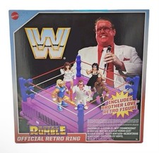 WWE Royal Rumble Official Retro Ring & Brother Love Figure, 13.6” x 17.5” x 6.5”