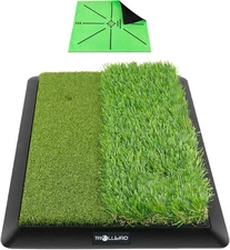 Dual-Turf Golf Hitting Mat with Replaceable Velvet Mat Golf Training Accessories