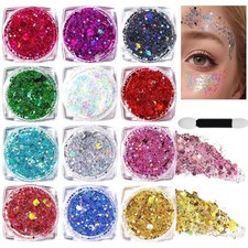 12 Color Face Glitter Makeup Body Glitter Gel Holographic for Bar Festival Party