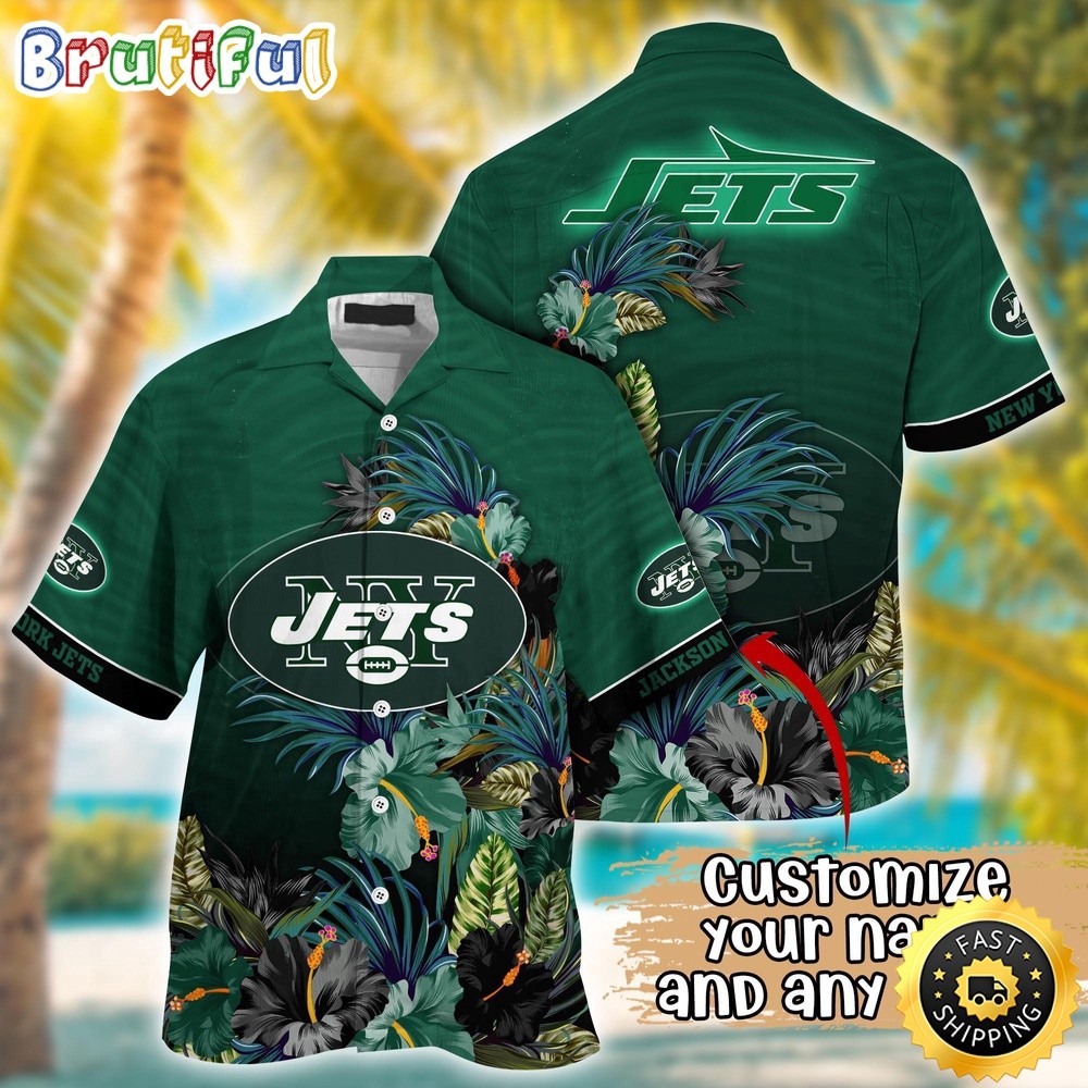 Customized New York Jets Tropical Flower Aloha Hawaiian Shirt