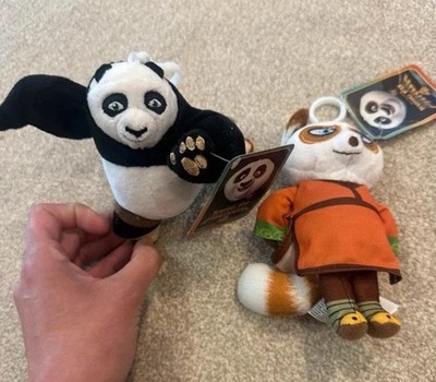 Zwei Kung Fu Panda 4 offizielle Plüschtiere   Po und Shifu brandneu & Etikett befestigt