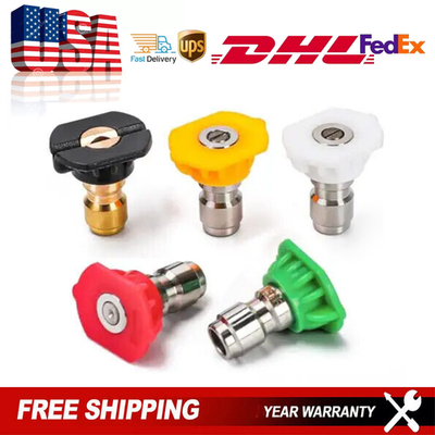 #ad 5X Pressure Washer Spray Nozzle Set Quick Connect 1 4quot; High Power Tips $4.90