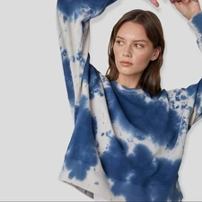 Velvet by Graham & Spencer Nissa Tie Dye Sweatshirt Womens Medium Blue White NEW