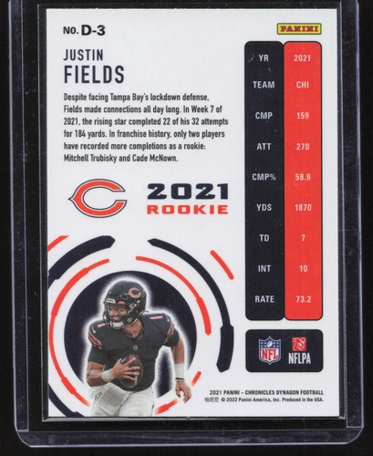 2021 Panini Chronicles #D-3 Justin Fields Dynagon Rookies RC Chicago Bears - Bild 2 von 2
