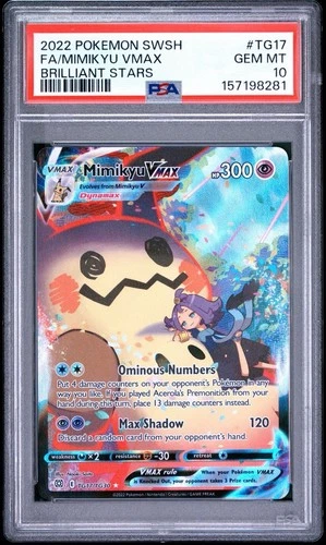 Mimikyu VMAX TG17/TG30 Swsh09: Brilliant Stars Trainer Gallery Holo PSA 10