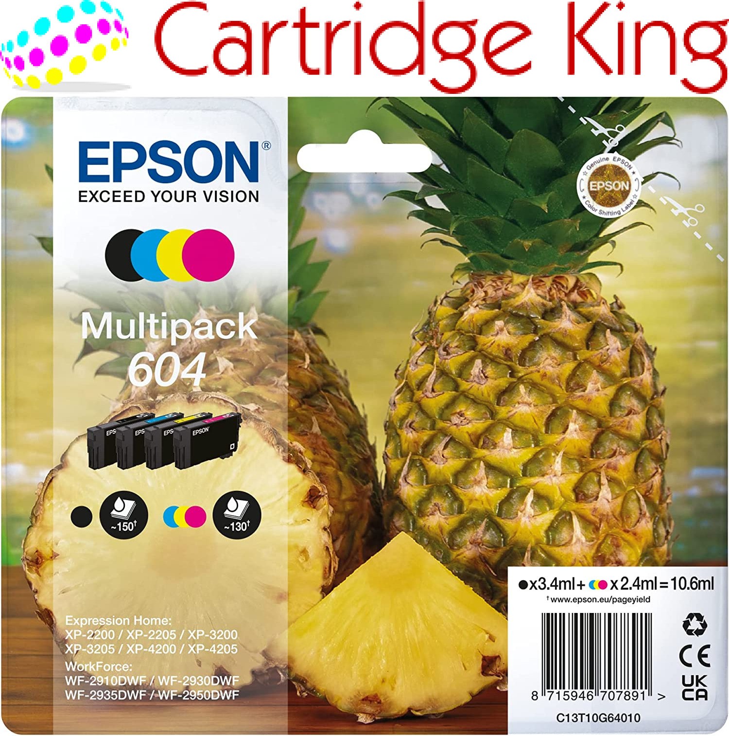 Epson 604 Multipack - Full Set of 4 Ink Cartridges - Pineapple (Original) C13T10 - Image 12