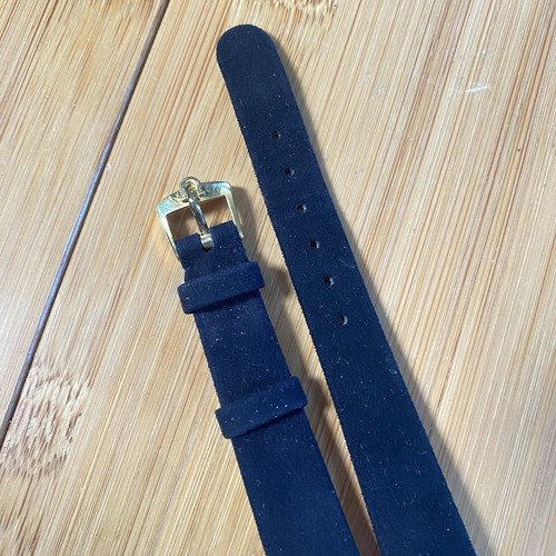 OMEGA Cinturino Orologio Pelle Scamosciata Nera 16mm con Fibbia Oro Placca G Swiss - Foto 9 di 24