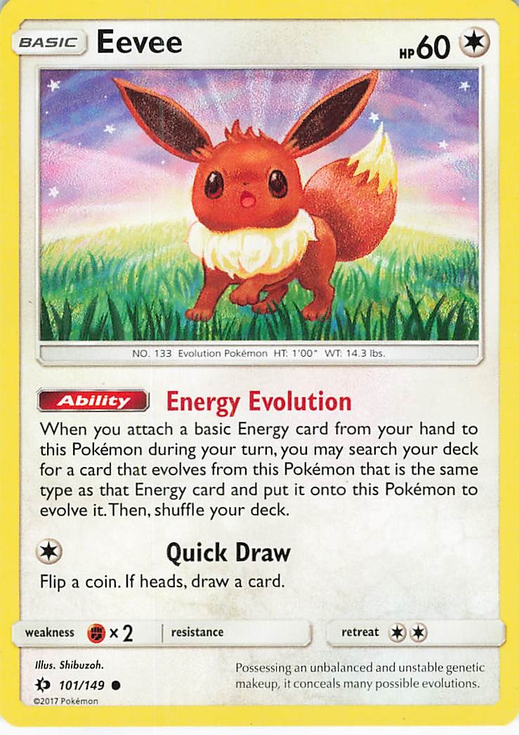 Eevee 101/149 Common SM Base Set Pokemon Near Mint