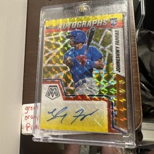 2022 Mosaic Johneshwy Fargas Red and Yellow Choice Fusion Rookie Auto /88 Cubs