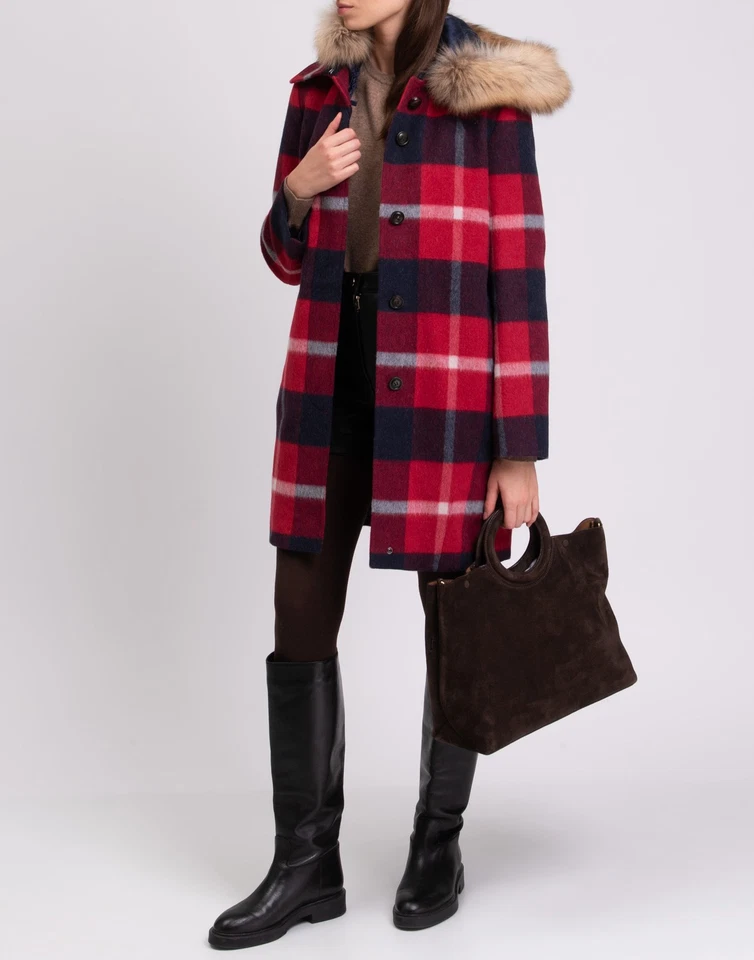 RRP€780 WOOLRICH 3-in-1 Coat L Alpaca Mohair & Wool Blend Down Gilet Raccoon Fur - Image 2 of 4