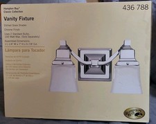 Hampton Bay Classic 2-Light Vanity Fixture Chrome Finish Etched Glass 736-788
