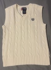 Chaps Ralph Lauren Sweater Vest Kids Youth Sz 5 Cream Cable Knit V Neck Cotton