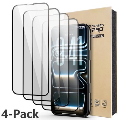 (4 Pack) Full Cover Tempered Glass Screen Protector For iPhone 17 Pro 17 Series