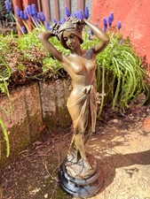 Jugendstil Bronzefigur Akt Bronze Figur Frau Mythologie Skulptur Signiert Statue