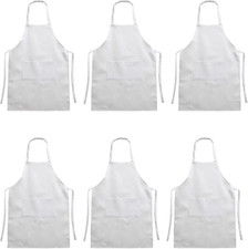 6 PCS Unisex Chef Kitchen Cooking Baker Costume Apron with Two Pockets