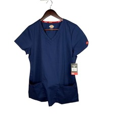 Dickies EDS Signature Scrub Top Women's M Navy Blue V-Neck Short Sleeve