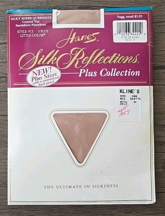Hanes Silk Reflections Plus Pantyhose Little Color Queen 3+ Size Control Top NWT