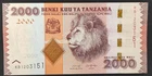 Tanzania 2020 2,000 Shillings Note New (UNC) Lion Pick-42c