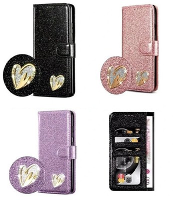 Glitzer Leder Kartenhülle für iPhone 17/17Pro Max/15/14/13/12/11/SE/8/16 Pro Max