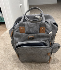 Dikaslon Gray Diaper Bag Backpack w/ Changing Pad, Stroller Straps, Insulated