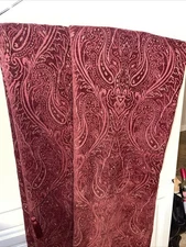 1 Pair Vintage Victorian 52 X 82 Burgundy Gold Tapestry Paisley Curtain Panels