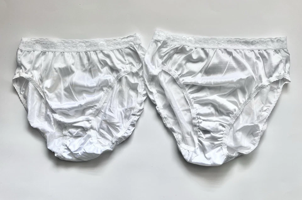 Bragas HANES Talla 6/M Blanco Brillante Semi Transparente Nylon Corte Alto Pierna De Colección Foto 4 de 4