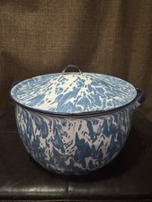 Antique Enamelware Blue And White Swirl 2 Qt ...