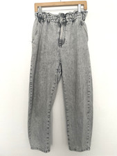 NWOT ZARA MINERAL WASH LIGHT GREY HIGH WAIST BARREL JEANS- Woman  s Size: 28
