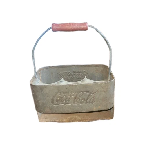 Vintage Coca-Cola Metal 6 Pack Carrier With Aluminum Bottle Divider
