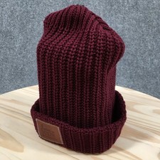 Love Your Melon Winter Cuffed Beanie Hat Unisex Red OS Adjustable Knitted Cotton