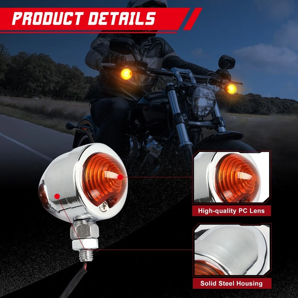 Señales de giro cromadas para Kawasaki VN Vulcan Classic MeanStreak Nomad 1600 Foto 3 de 4