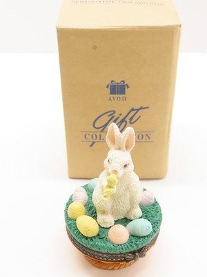 Avon Easter Bunny Trinket Box Springtime Friends Box 3'' H D3127