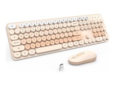 Teclado Inalámbrico + Ratón Teclado Silencioso Combo Tamaño Completo Colorido 2.4G Milk Tea