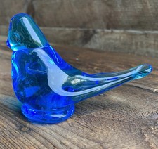 Blue Bird Of Happiness By Ron Ray 1987 Glass Figurine 4.5   L 3  T Collectible